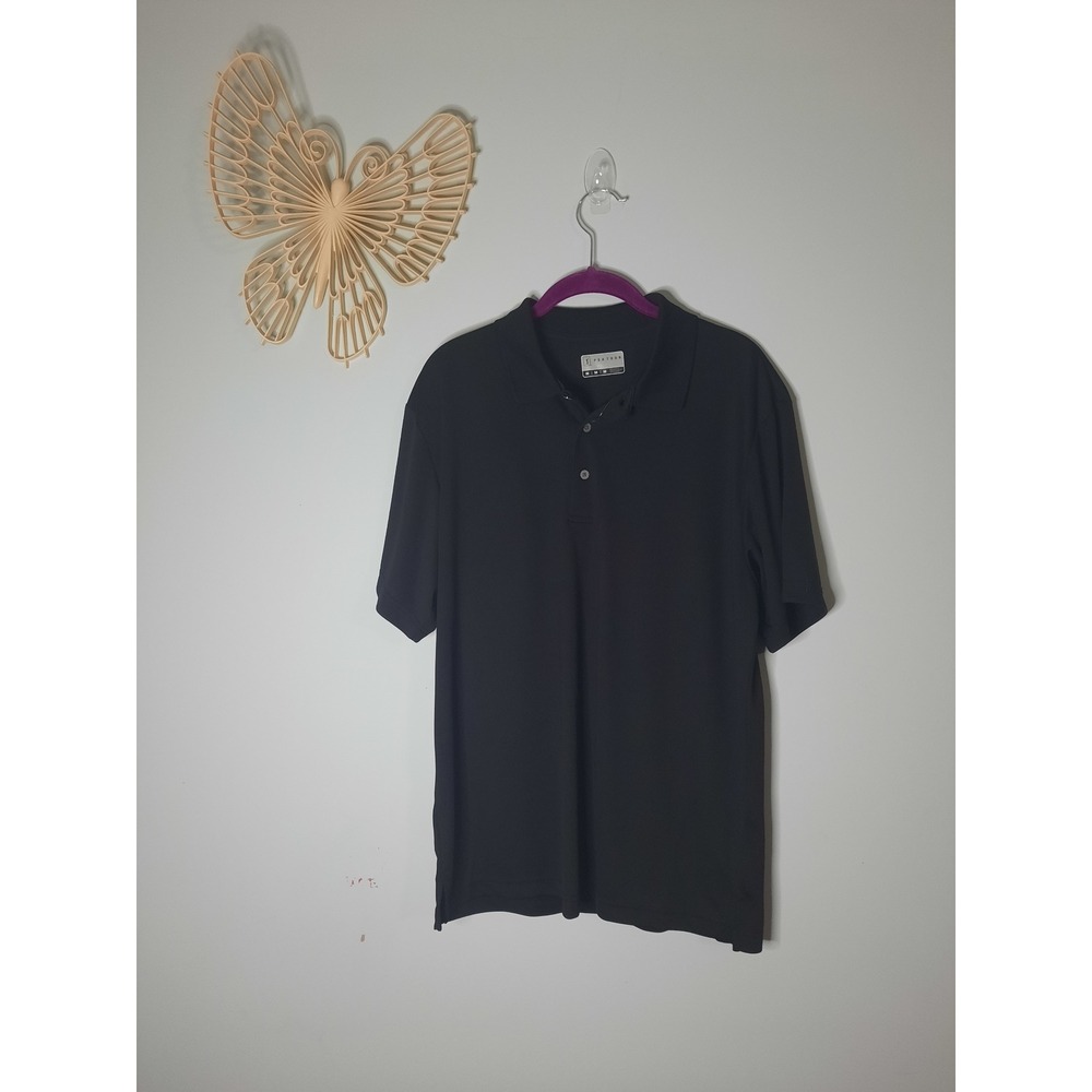 PGA Tour Mens Short Sleeve Polo Shirt Caviar Black Stretch UPF Size Medium NEW